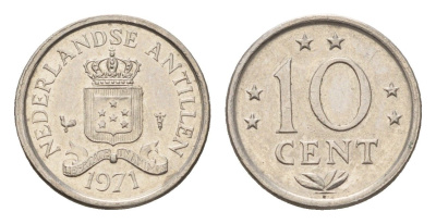 Нидерландские Антильские острова (Нидерландские Антилы) 10 центов 1971 Юлиана (1948-1980) KM 10 никель 4669-1263