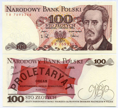 Польша 100 злотых 1988 Людвиг-Фаддей Варынский, манифест социал-революционной партии Pick 143 e бумага UNC (пресс) 7202-16-2