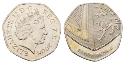 Великобритания 50 пенсов 2008 Елизавета II (1952-2022) KM 1112 медно-никель 4695-725