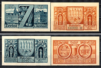 Цербст (Анхальт) набор из 2 нотгельдов 1921 2193-45-2-1