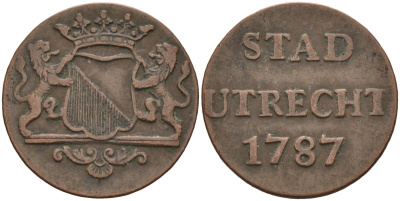 Утрехт (Utrecht), Нидерланды 1 дуит 1787 KM 91 медь 4577-247