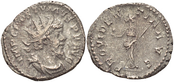 Римская Империя (императоры в Галлии) антониниан 260 - 269 Постум. IMP C POSTVMVS P F AVG / PROVIDENTIA AVG, Провиденция, держащая скипетр и сферу, Колония Агриппины, Good Very fine RIC 323 биллон 1073-13-43