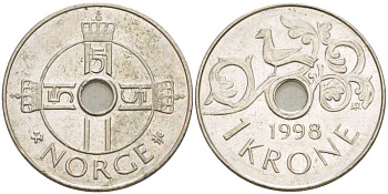 Норвегия 1 крона 1998 Харальд V (1992- ) KM 462 медно-никель 213-717