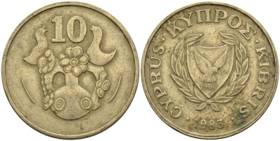 Кипр 10 центов 1983 KM 56.1 никель латунь 4141-1116