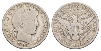 США 1/2 доллара (50 центов) 1906 S, 50 центов Барбера KM 116 серебро    5010-1643