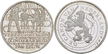 НИДЕРЛАНДЫ МЕДАЛЬ СЕРИИ ИСТОРИЯ НИДЕРЛАНДОВ, ОТМЕНА ДЕТСКОГО ТРУДА В 19 ВЕКЕ, ДИАМЕТР 30 ММ., ВЕС 9,43 ГР. медно-никель 1076-6-33