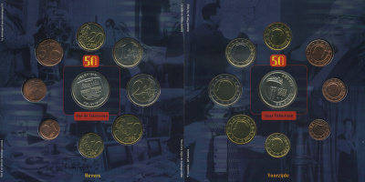 Бельгия набор из 8 монет (1, 2, 5, 10, 20 и 50 евроцентов; 1 и 2 евро) и жетона монетного двора 2003 официальный набор, в оригинальной упаковке KM MS19 (224, 225, 226, 227, 228, 229, 230 и 231)   BU   1-5-3-19