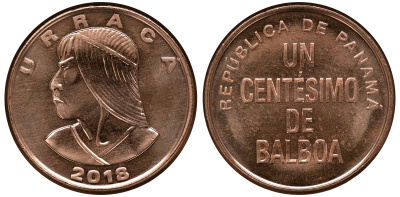 Панама 1 сентесимо 2018 Уррака KM NEW цинк плакированный медью UNC M52-5