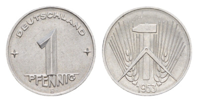 ГДР 1 пфенниг 1953 E KM 5 алюминий aUNC 4647-937
