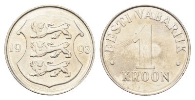 Эстония 1 крона 1993 KM 28 медно-никель UNC 4666-635