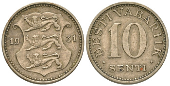 Эстония 10 центов 1931 Республика (1918-1941) KM 12 никель бронза 4615-1134