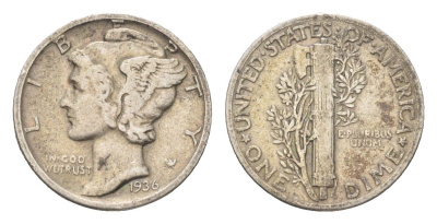 США 10 центов (дайм) 1936 KM 140 серебро 4659-1145