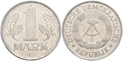 ГДР 1 марка 1977 A KM 35.2 алюминий 4143-825