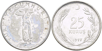 ТУРЦИЯ 25 КУРУШЕЙ 1977 KM 892.3 нержавеющая сталь 4525-553