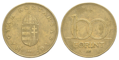 Венгрия 100 форинтов 1996 KM 698 латунь 4650-344