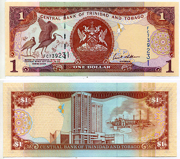 Тринидад и Тобаго 1 доллар 2006 подпись 8, номер синий, TDLR Pick 46 бумага UNC (пресс) 2197-16-2-2