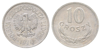Польша 10 грошей 1970 Y A47 алюминий aUNC 4627-913