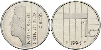 Нидерланды 1 гульден 1994 Беатрикс (1980-2013) KM 205 никель 94-735