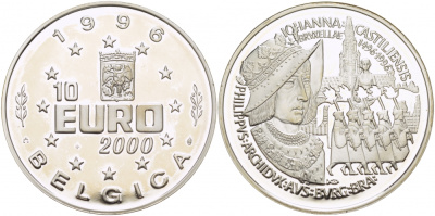 Бельгия 10 евро 1996 (1496-1996) ЖАННА КАСТИЛИЕНЗИС серебро PROOF 1068-4-34