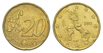 Италия 20 евроцентов 2002 KM 214 нордик 4629-321