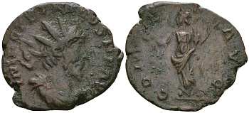 Римская Империя, императоры в Галлии антониниан 271 - 274 Тетрик, IMP C TETRICVS P F AVG, бюст императора / COMES AVG, Виктория, Колония Агриппины (Кельн) RIC 56 биллон 1073-20-22