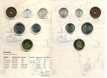 Нидерланды набор из 6 монет ND Путешествие на Восток. Нидерландская Индия, Индонезия, Шри-Ланка, в буклете, монеты в капсулах    UNC  1181-2-07