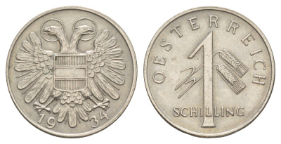 Австрия 1 шиллинг 1934 KM 2851 медно-никель 4525-647