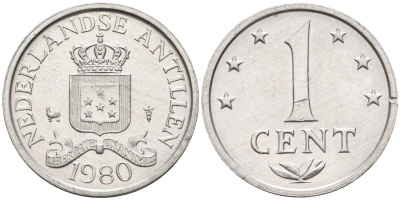 Нидерландские Антилы 1 цент 1980 Беатрикс (1980-2013) KM 8а алюминий UNC 4585-949
