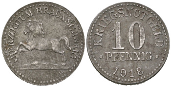 Брауншвейг 10 пфеннигов 1918 Funck 56.2A, Men05 3454.3, Men18 4388.3, Jeger 3a железо 99-927