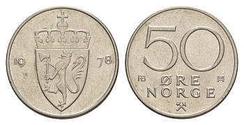 Норвегия 50 эре 1978 Улаф V (1957-1991) KM 418 медно-никель UNC 4635-447