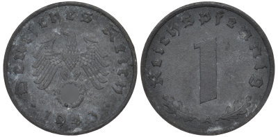 Германия 1 рейхспфенниг 1943 A KM 97, J. 369 цинк 4519-757