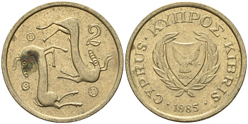 Кипр 2 цента 1985 KM 54.2 никель латунь 4174-1232