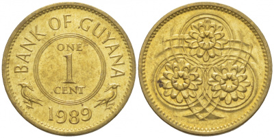 Гайана 1 цент 1967 Республика KM 31 никель латунь 3309-619