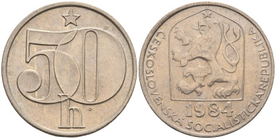 Чехословакия 50 геллеров 1984 KM 89 медно-никель 4152-961