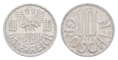 Австрия 10 грошей 1975 KM 2878 алюминий 4528-445