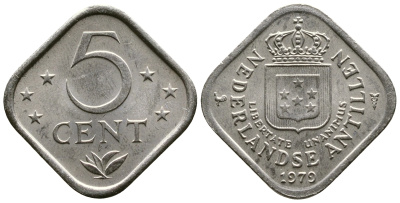 Нидерландские Антилы 5 центов 1979 Юлиана (1948-1980) KM 13 медно-никель 4385-335
