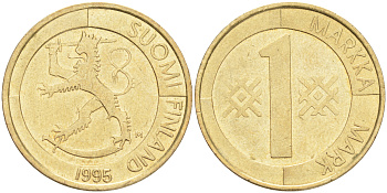 ФИНЛЯНДИЯ 1 МАРКА 1995 M KM 76 алюминиевая бронза 4556-713