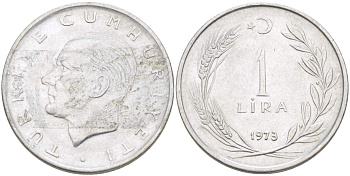 Турция 1 лира 1973 Мустафа Кемаль Ататюрк KM 889а.2 нержавеющая сталь 4517-1126