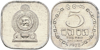 Шри-Ланка 5 центов 1978 KM 139a алюминий 4136-546