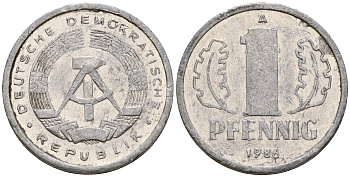 ГДР 1 пфенниг 1986 А KM 8.2 алюминий    4160-1267