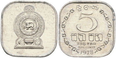 Шри-Ланка 5 центов 1978 KM 139a алюминий 4136-546