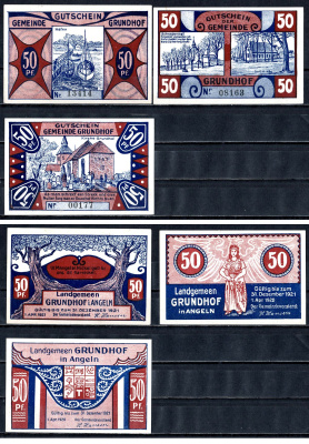 Грундхоф (Пруссия, Шлезвиг-Гольштейн) набор из 3 нотгельдов 1920 7556-17-1-1