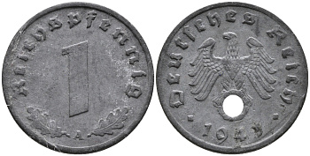 ГЕРМАНИЯ 1 РЕЙХСПФЕННИГ 1941 A KM 97, J.369 цинк 96-661