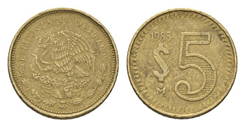 Мексика 5 песо 1985 KM 502 латунь 4664-766