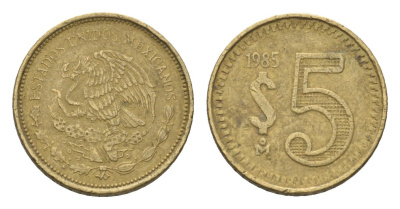 Мексика 5 песо 1985 KM 502 латунь 4664-766