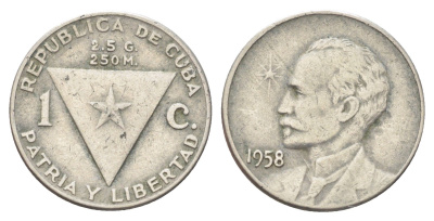 Куба 1 сентаво 1958 Хосе Марти KM 30 медно-никель 4701-1016