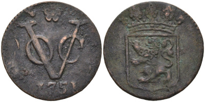 Нидерландская Восточная Индия, Голландия (Holland) 1 дуит 1751 KM 70 медь 4575-823