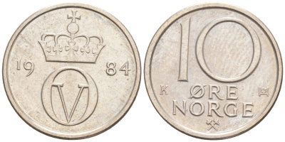 НОРВЕГИЯ 10 ЭРЕ 1984 ОЛАФ V KM 416 медно-никель aUNC 187-761