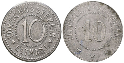 Эльтманн (Бавария) 10 пфеннингов ND Funck 116.4, Men05 6500.4, Men18 8149.4 железо 4169-1068
