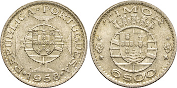 Португальский Тимор 6 эскудо 1958  KM 15 серебро  aUNC  4635-911